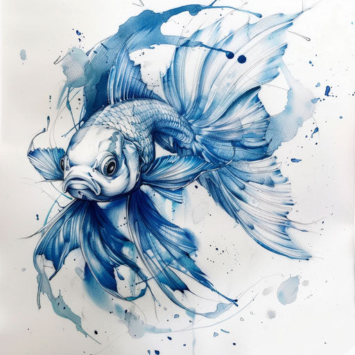 Drawing of an ice-themed fish tattoo
