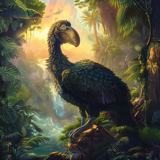 Dodo bird in lush tropical forest