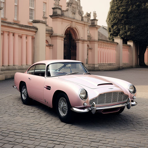 Light pink metallic Aston Martin db5 car