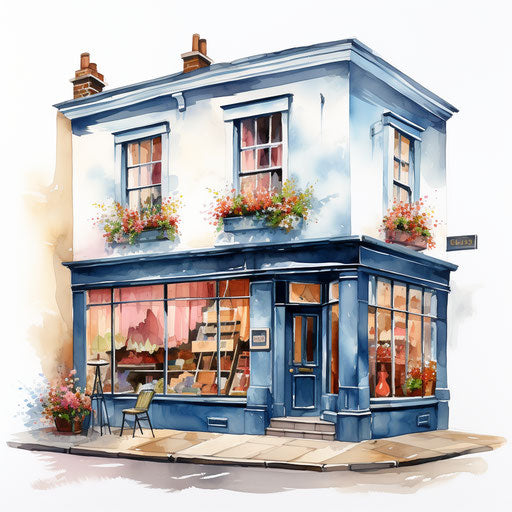 Shop illustration in the style of oil painting