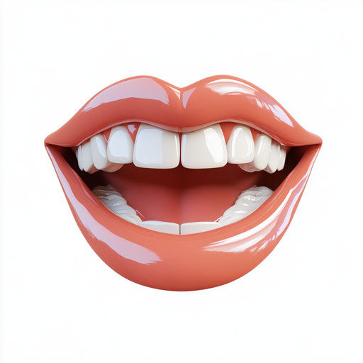 Realistic 3D cartoon mouth on white background, isolated clipart