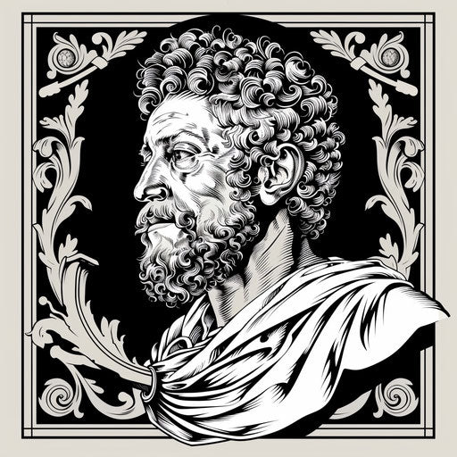 Elegant flat tattoo sketch with classical Roman motifs