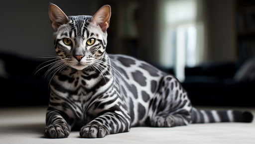 Bengal Bengal, explosive pigmentation style, cottagepunk, gray and black, algeapunk, infinity nets, zany, exaggerated features 37:21