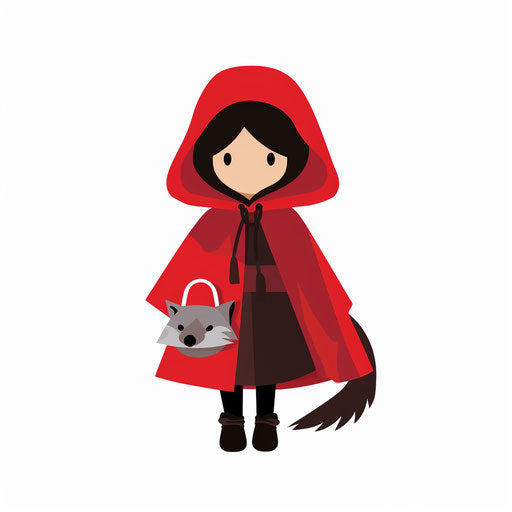 Little red riding hood minimalist clipart on white background