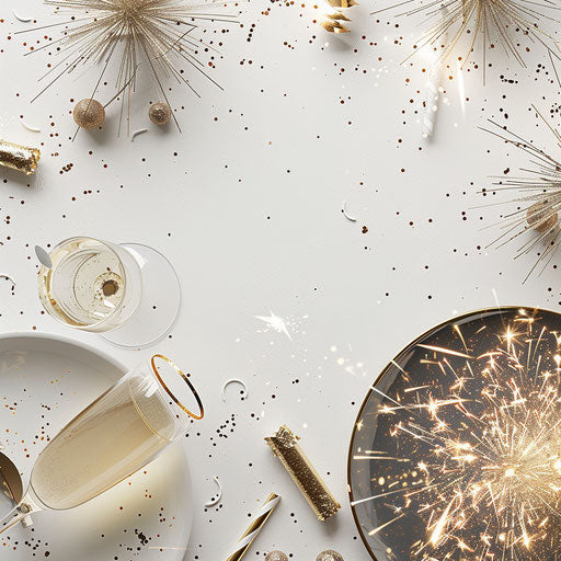 Realistic New Years Eve clipart on flat white background