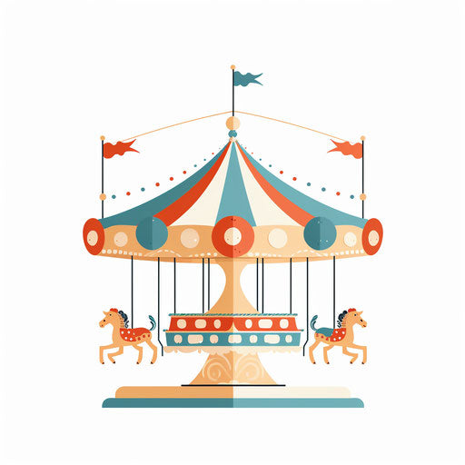 Minimalist-style carousel clipart on white background