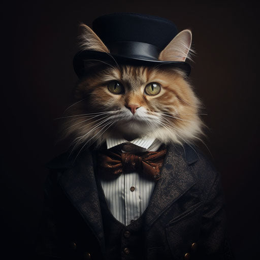 Manx cat dressed as a man