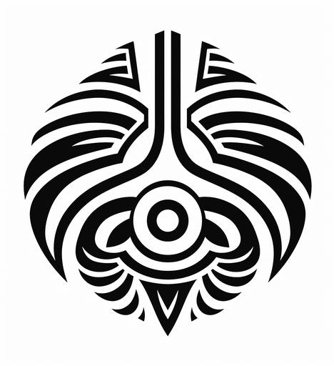 Tribal tribal shape on white background, monochromatic graphic style