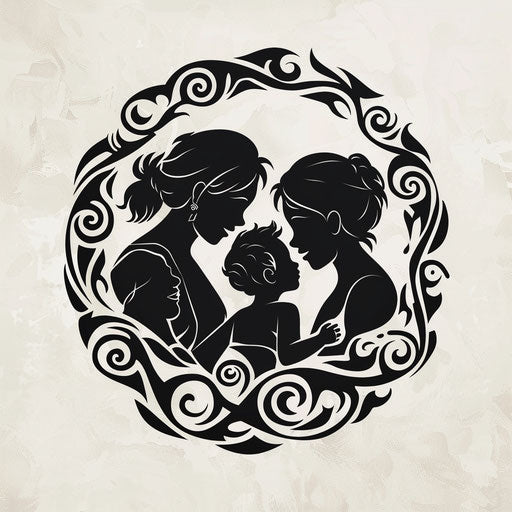 Beautiful flat tattoo for three children in tribal design