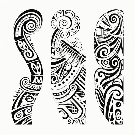 Black and white tribal designs for arm, shoulder, shoulder blade and hand