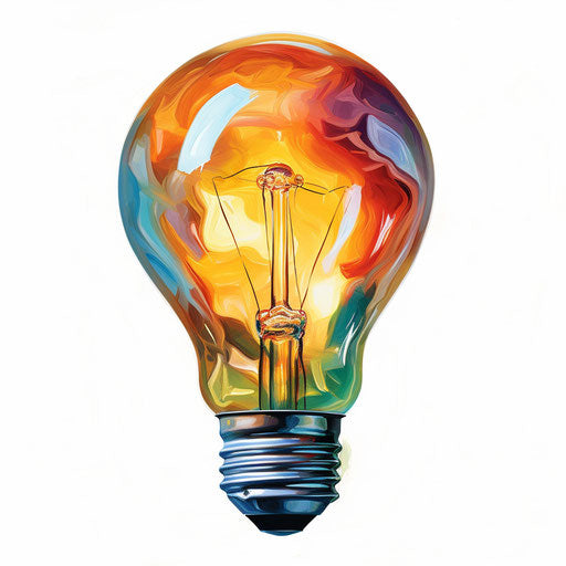 Bulb clipart in Oil painting style on white background