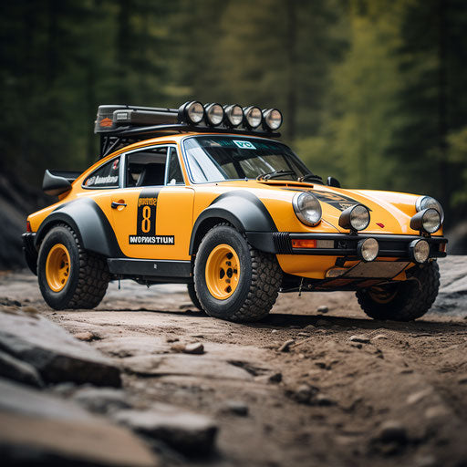 Classic Porsche 911 Carrera, rally version with off-road mods