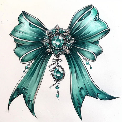 Sophisticated sketch of a bow with emerald green color