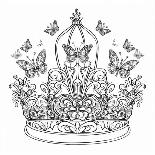 Whimsical crown with butterflies and flowers, perfect for children