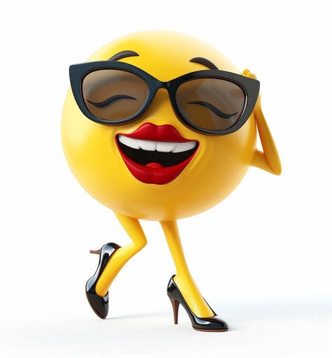 Female smiling and saluting emoji with black glasses