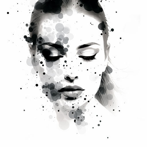 Dotted artwork in the style of Chiaroscuro Art, on a white background