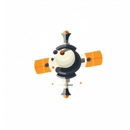 Minimalist style satellite clipart, on white background