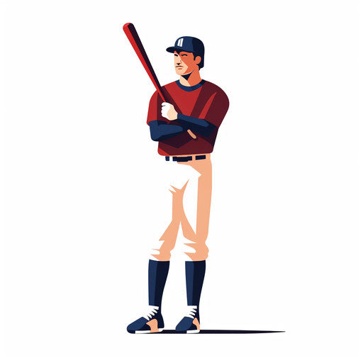 Baseball player in Minimalist style on white background