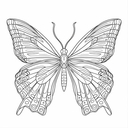 Outline of butterfly with large wings to color