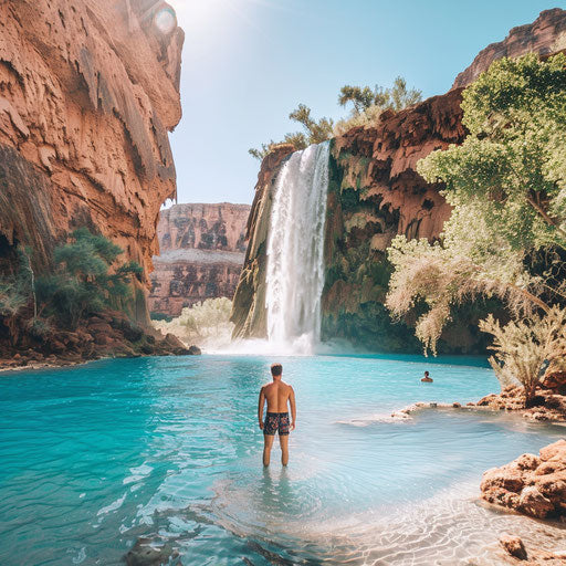 Havasu Falls with turquoise waters and epic backdrop