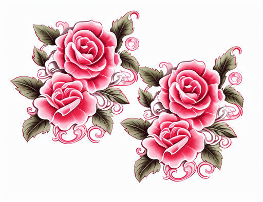 Rose shades, 2 tattoo stickers pink/white