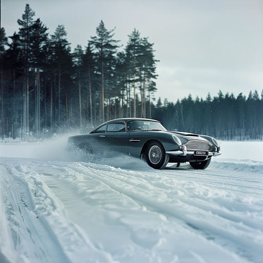 Aston Martin DB6 with ice racing modifications in Scandinavia