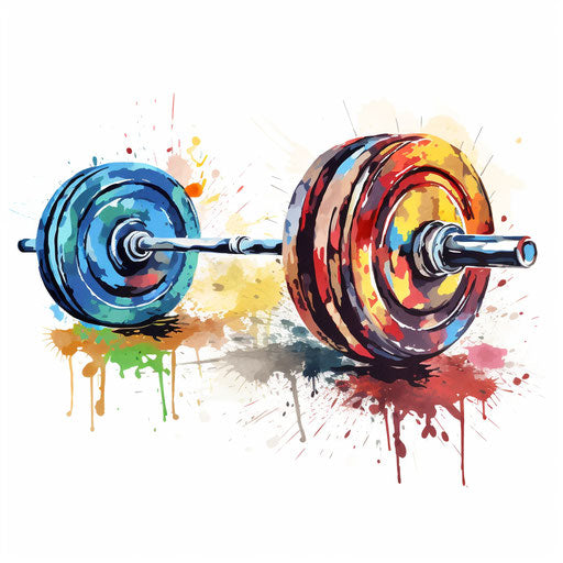 Barbell in Oil painting style on white background
