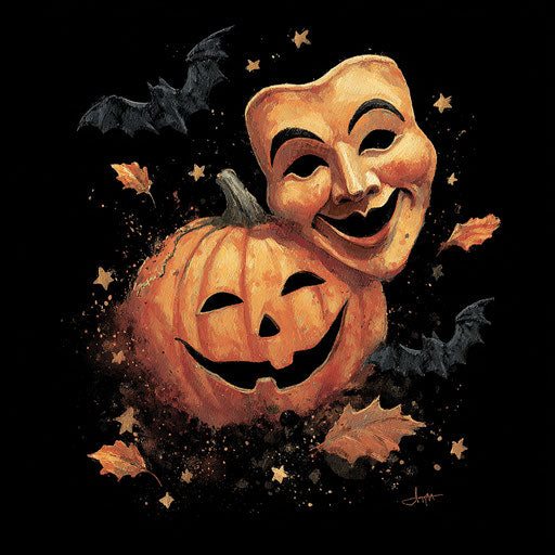 Playful and festive atmosphere of Halloween and drama