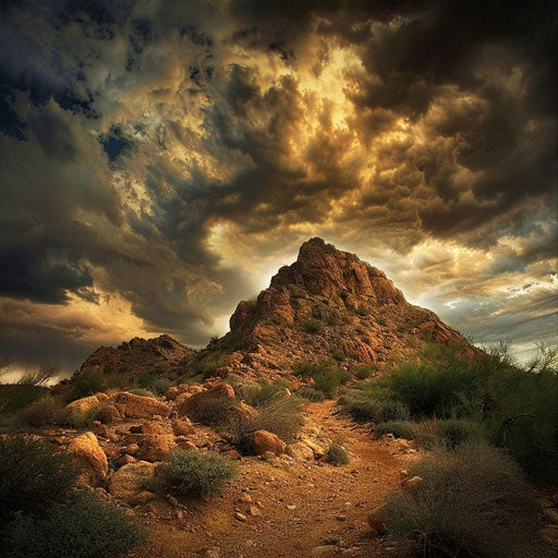 Rugged mountain under a dramatic sky