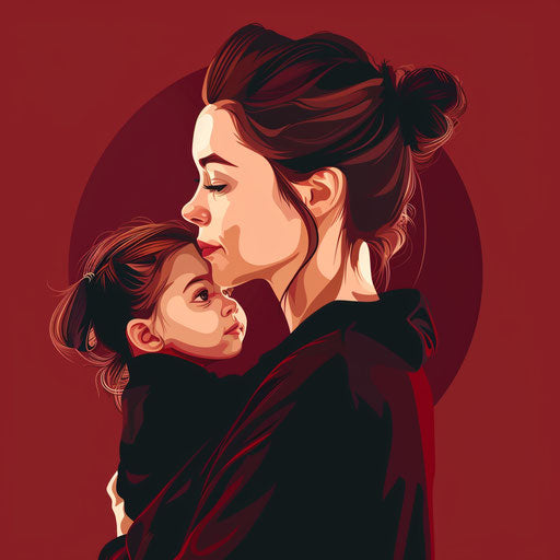 Realistic clipart of a mom on a rich and luminous background