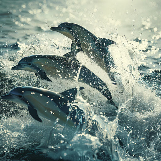 Dolphins Racing and Creating Splashes