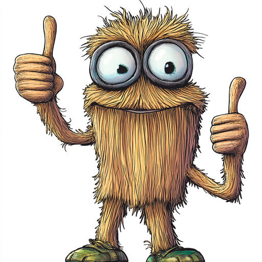 Humorous caricature of a stick figure with human characteristics