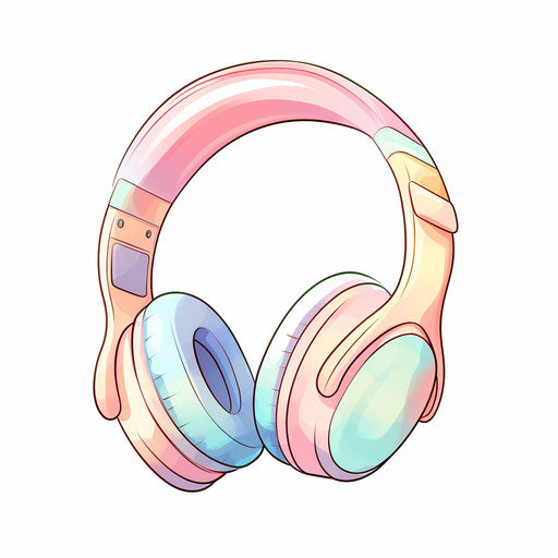 Headphones clipart in the style of Pastel Colors Art