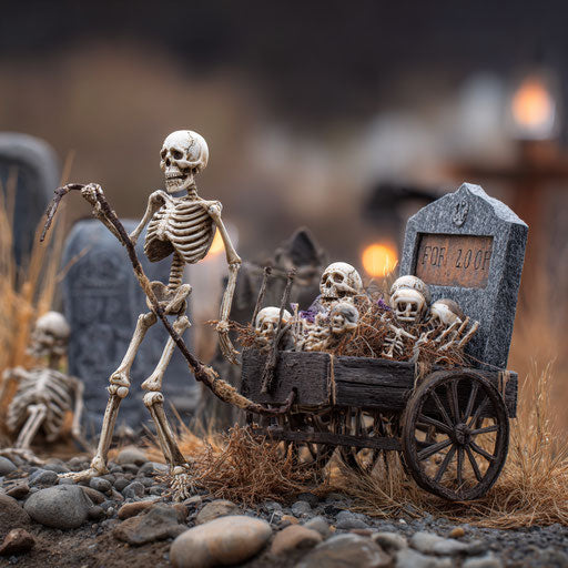 Halloween Decoration with Skeleton and Tombstone