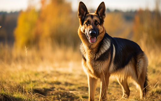 German shepherd dog walking in a field