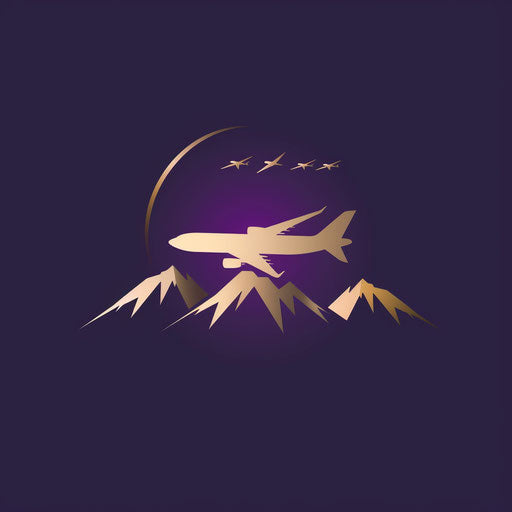 Luxury travel logo with metallic finish and deep purple background