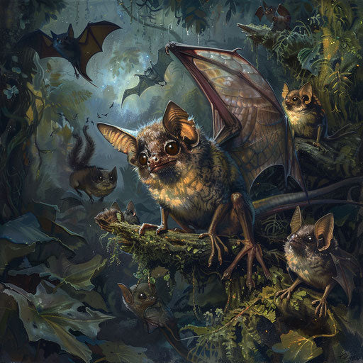 The bat leads nocturnal creatures on a night safari in the jungle