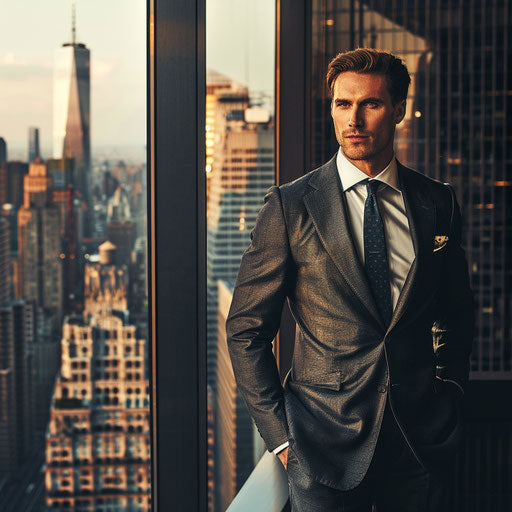 Confident businessman in high-rise office