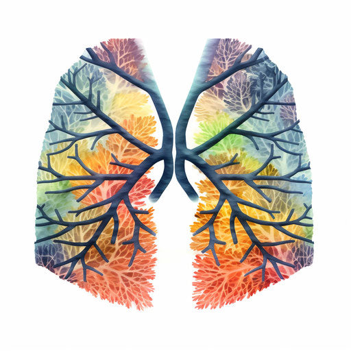 Lungs illustration in the style of an oil painting, on white background