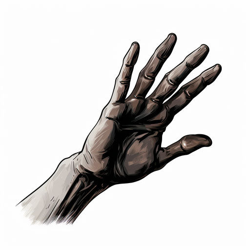 Chiaroscuro-style hand clipart on white background