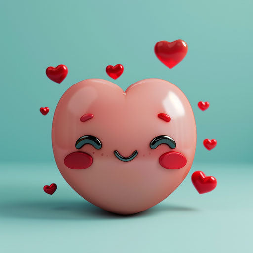 Cute emoticon with hearts on its face
