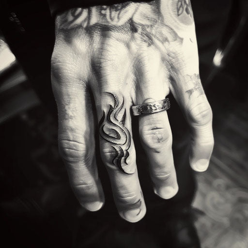 Flame wedding ring tattoo