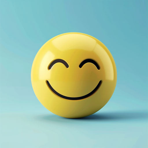 Happy clipart in photorealistic style with flat blue background