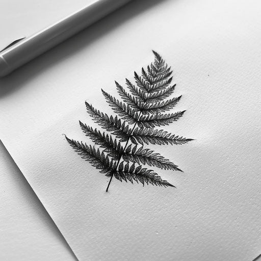Ink fern tattoo design on white paper