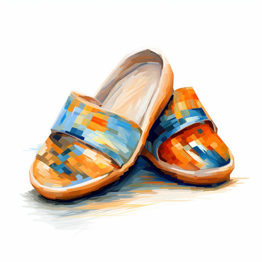 Slippers clipart in the style of Impressionistic Art