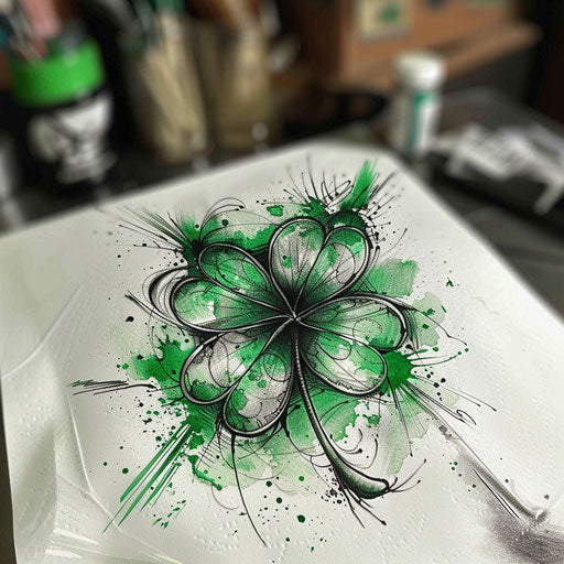 Minimalist tattoo sketch of a four-leaf clover