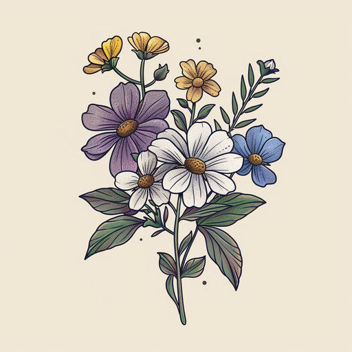 Birth flower bouquet tattoo sketch