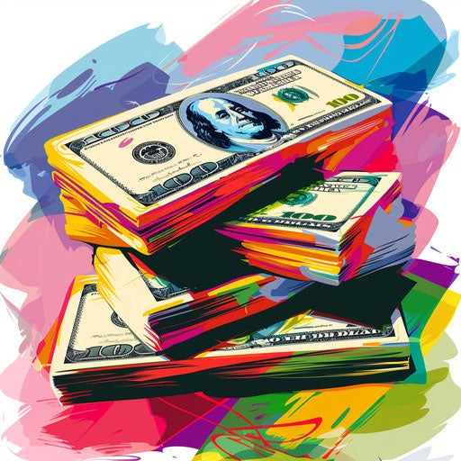 Money clipart in photo realistic style with flat white background