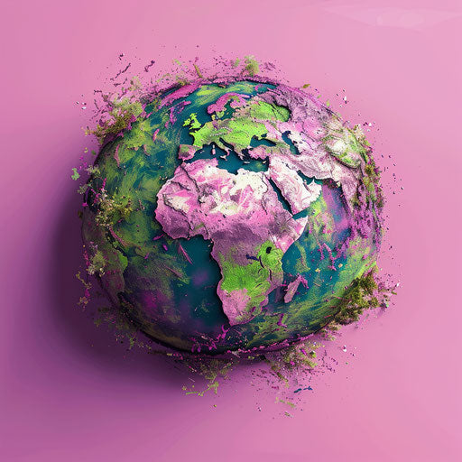 Realistic illustration of world on bright magenta background