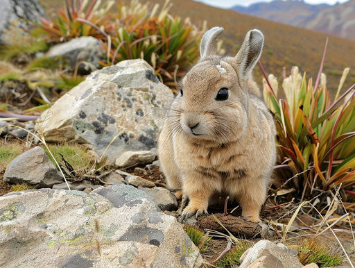 Beige Chinchilla in Andes mountain summer, as photo taken, 4:3